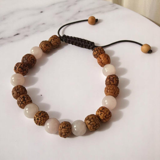 Rudraksha Rose Quartz Wrist Mala Yoga Bracelet
