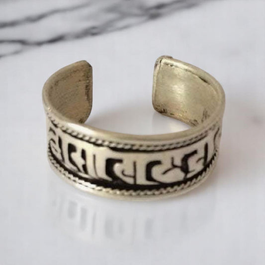Handmade Silver Plated Buddha of Compassion Ring From Nepal