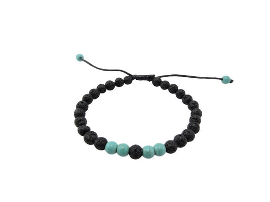 Small Lava Stone Turquoise Wrist Mala Bracelet