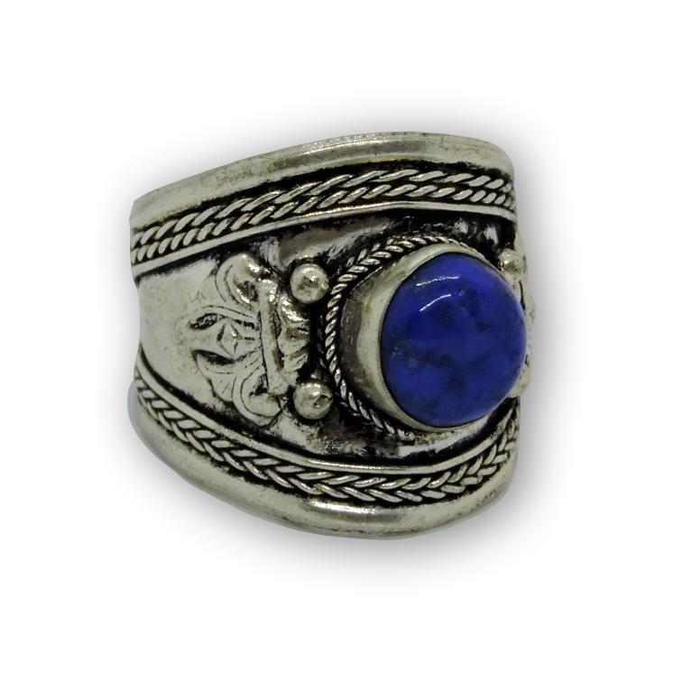 Hands Of Tibet Tibetan Om Mani Padme Hum Healing Ring (Lapis)