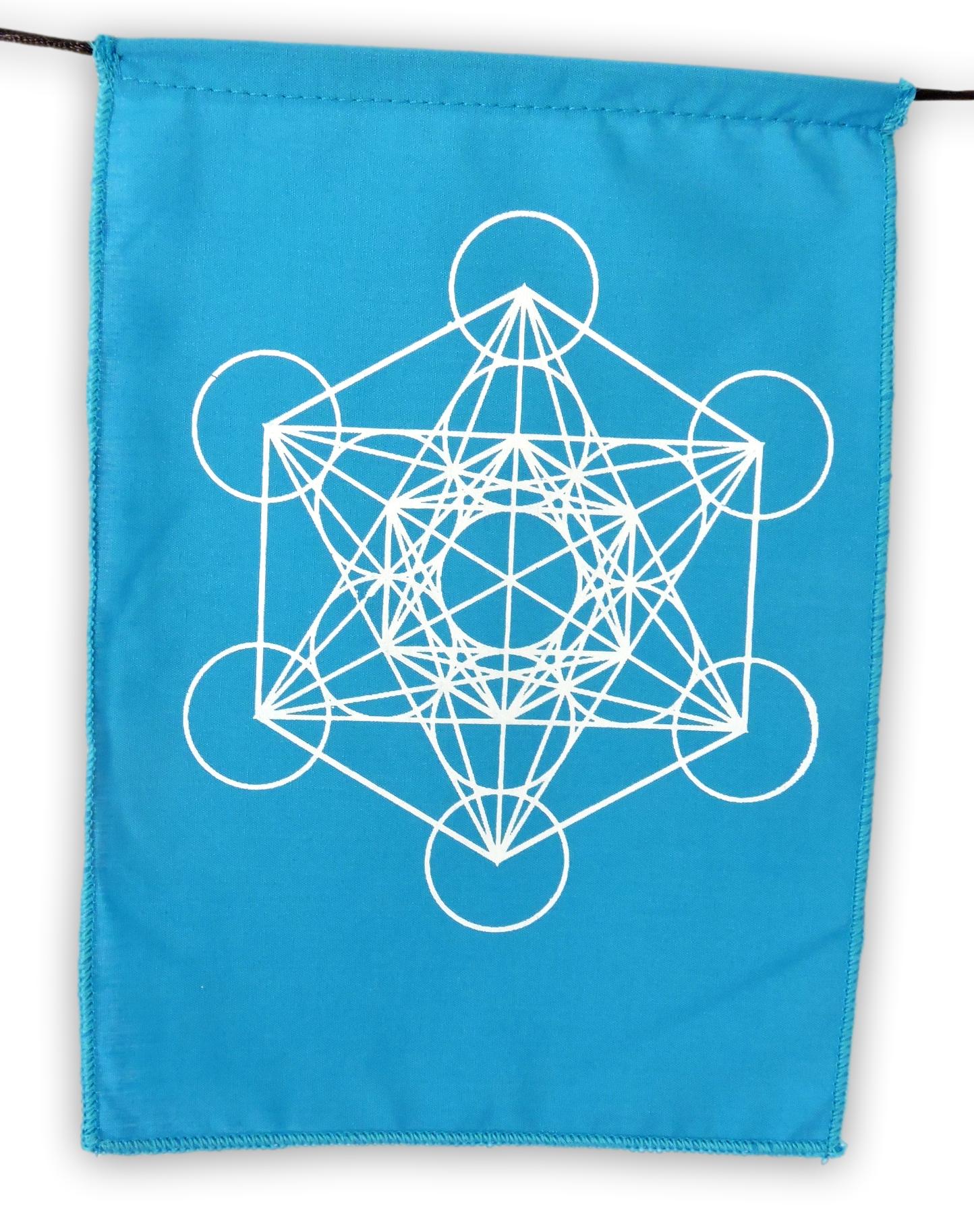 Sacred Geometry Prayer Flags Positive Energy Shri Yantra flower of life, 9X12"