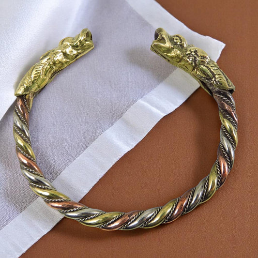 Handmade Three Metal Medicine Dragon Bracelet from Nepal