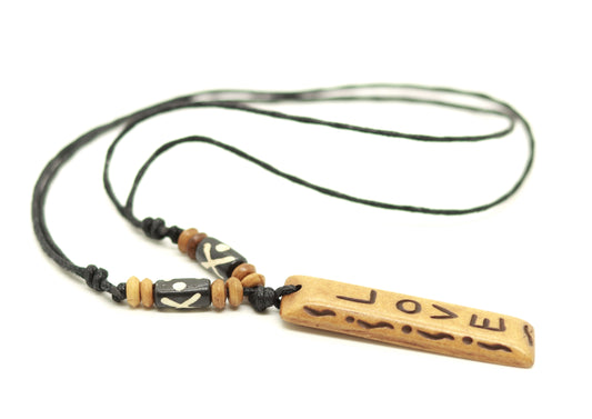 Handmade Love Message Bone Pendant For Men Or Women Boho Necklace