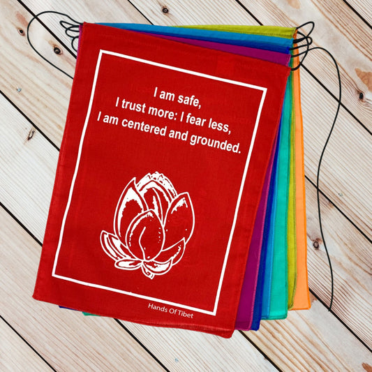 Handmade Rainbow Affirmation, Love, Courageous, Imagination, Prayer Flags 9X12