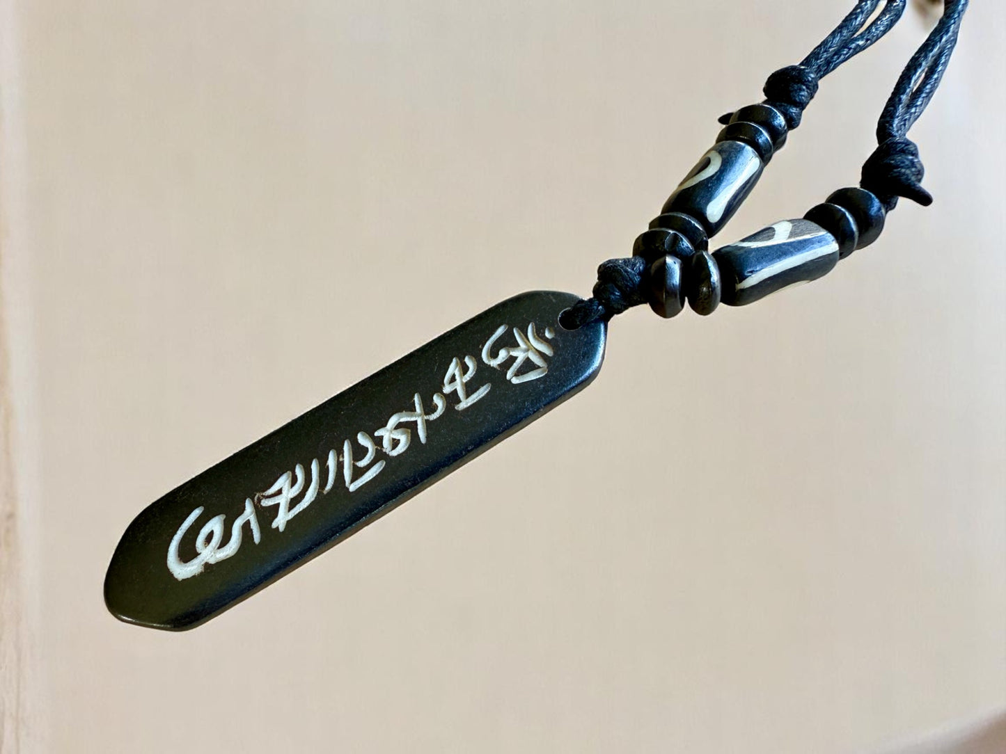 Om Mani Padme Hum Yak Bone Pendant From Nepal