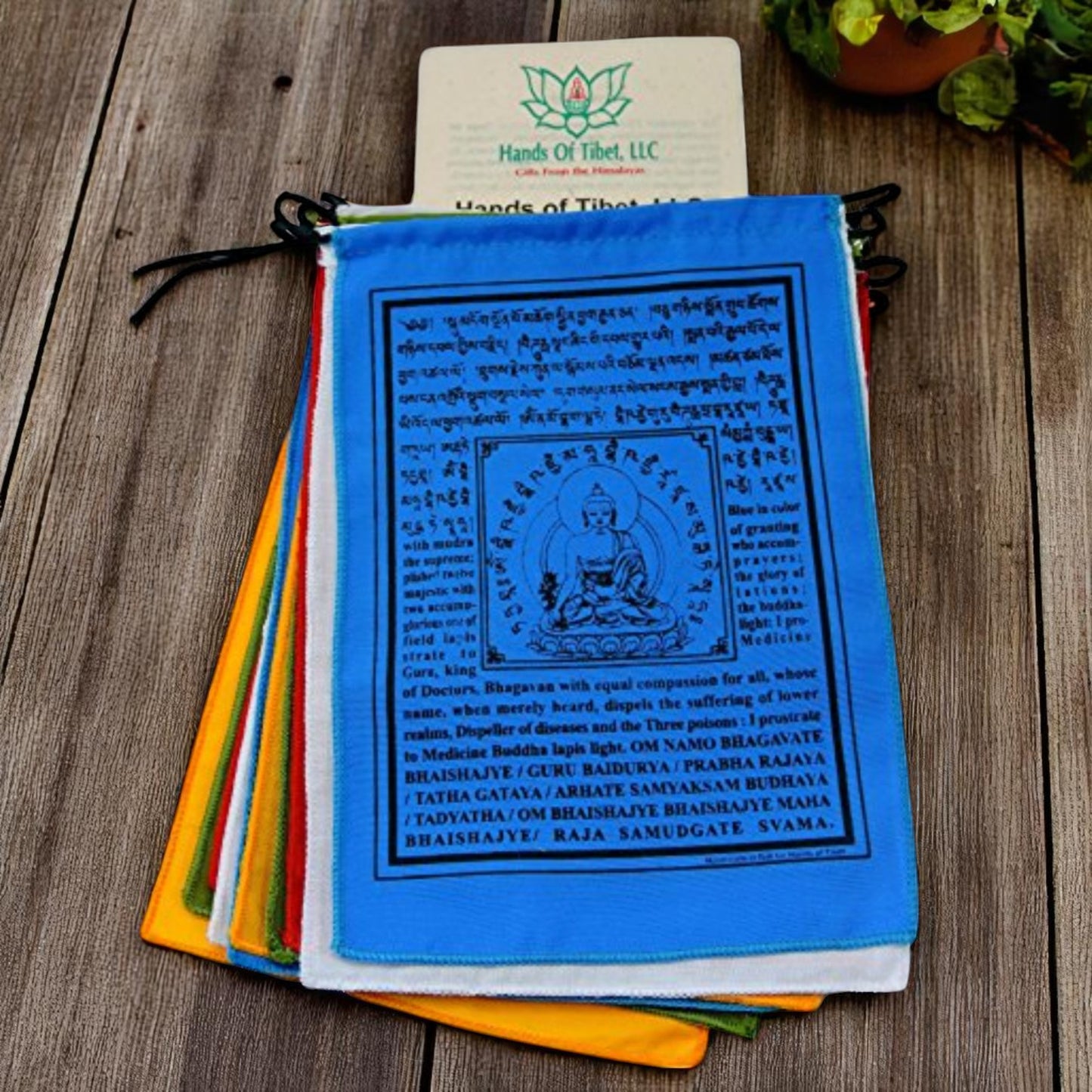 Handmade Medicine Buddha prayer flags Tibetan with English Translation (6"X8")