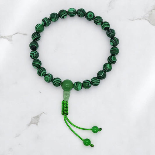 Malachite Tibetan Wrist Mala/Bracelet for Meditation