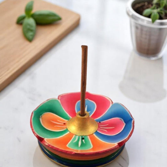 Tibetan Buddhist Handmade Wooden Lotus Pattern Incense Burner