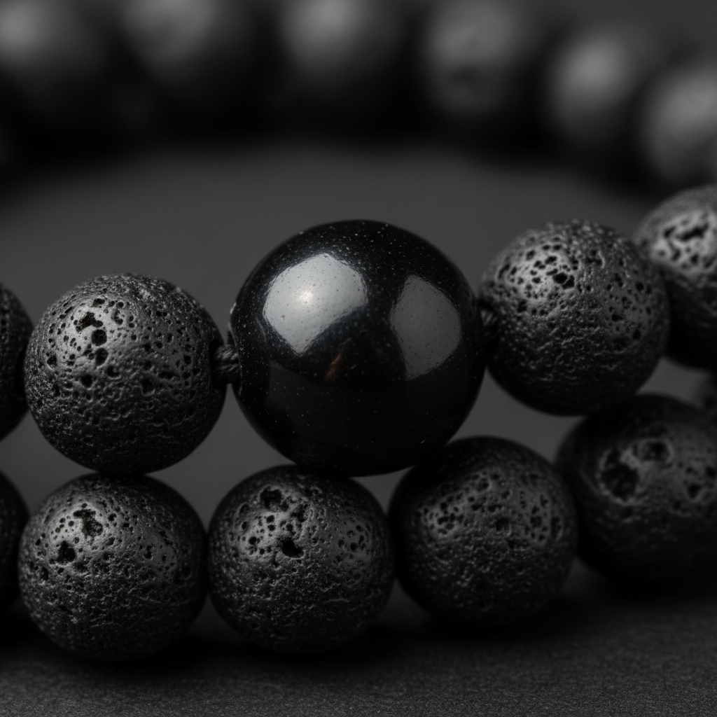 Volcanic Lava & Black Onyx Mala Necklace | Grounding Meditation Mala | Essential Oil Diffuser | Root Chakra | 108 Beads |