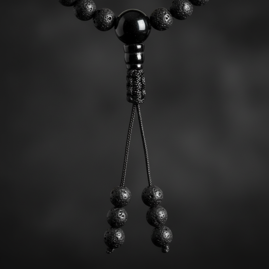 Volcanic Lava & Black Onyx Mala Necklace | Grounding Meditation Mala | Essential Oil Diffuser | Root Chakra | 108 Beads |