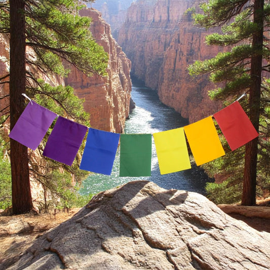 Blank Prayer Flags Set of 10 Flags Put Your own Prayers (Seven Chakra)