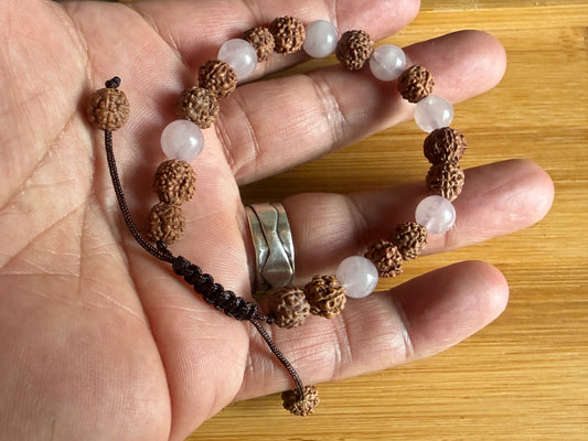 Rudraksha Rose Quartz Wrist Mala Yoga Bracelet