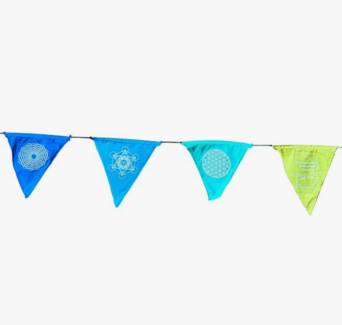 Triangle Sacred Geometry Prayer Flags – 7 Handmade Flags for Positive Energy, Yoga & Meditation Decor